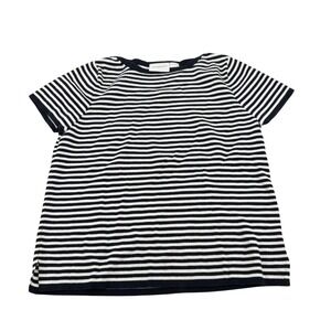 Liz Claiborne Lizsport Petite Black White Striped‎ Knit Top Women's L
